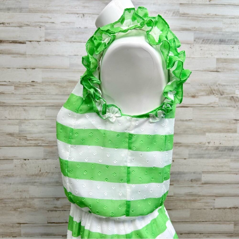 Lilly Pulitzer Danna Awning Green Striped Dress Size XS Ruffle Sleeves - Picture 6 of 14